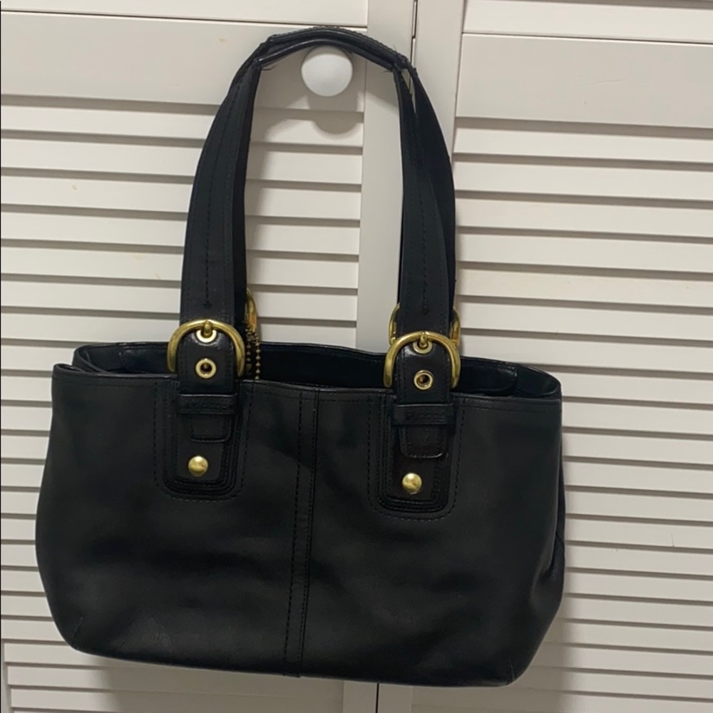 COACH, Vintage Black Leather Bucket Satchel bag.